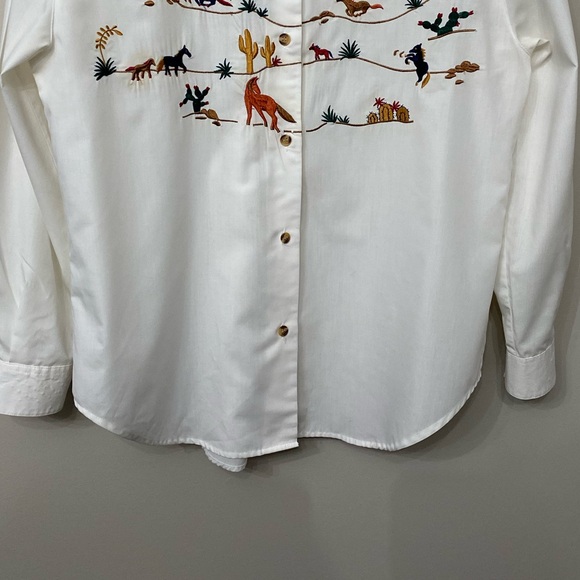 Vtg Women’s Sz 10 Western Style Long Sleeve Button Up Shirt Embroidered Front - Picture 4 of 11